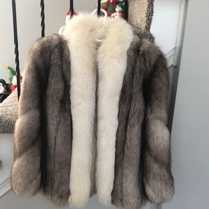 Waist length fox fur coat